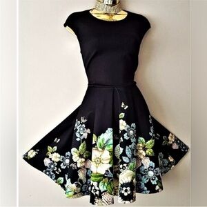 Like-new Ted Baker, London, classy dark Navy skater dress Ted sz 4 US 12